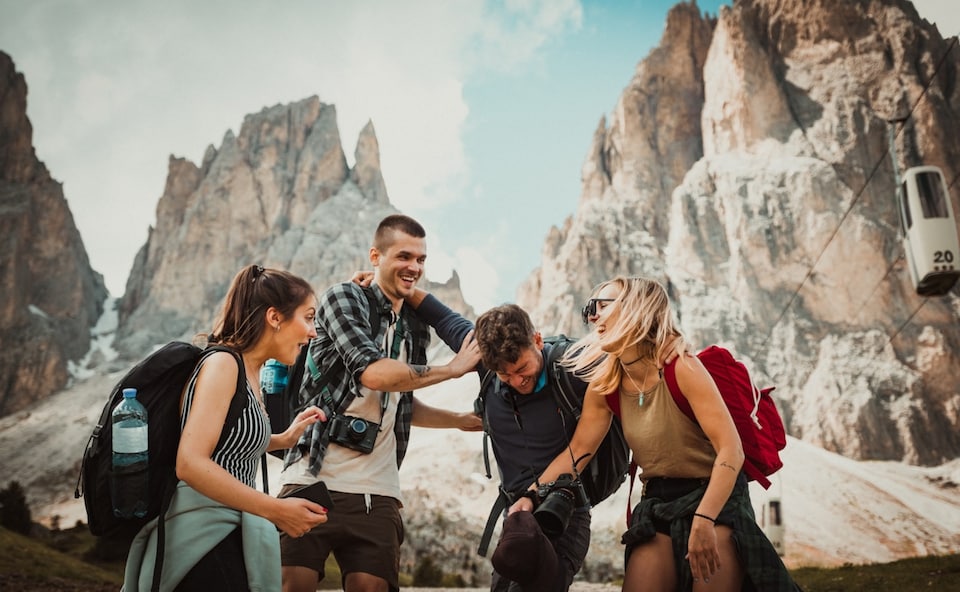family enjoying trip