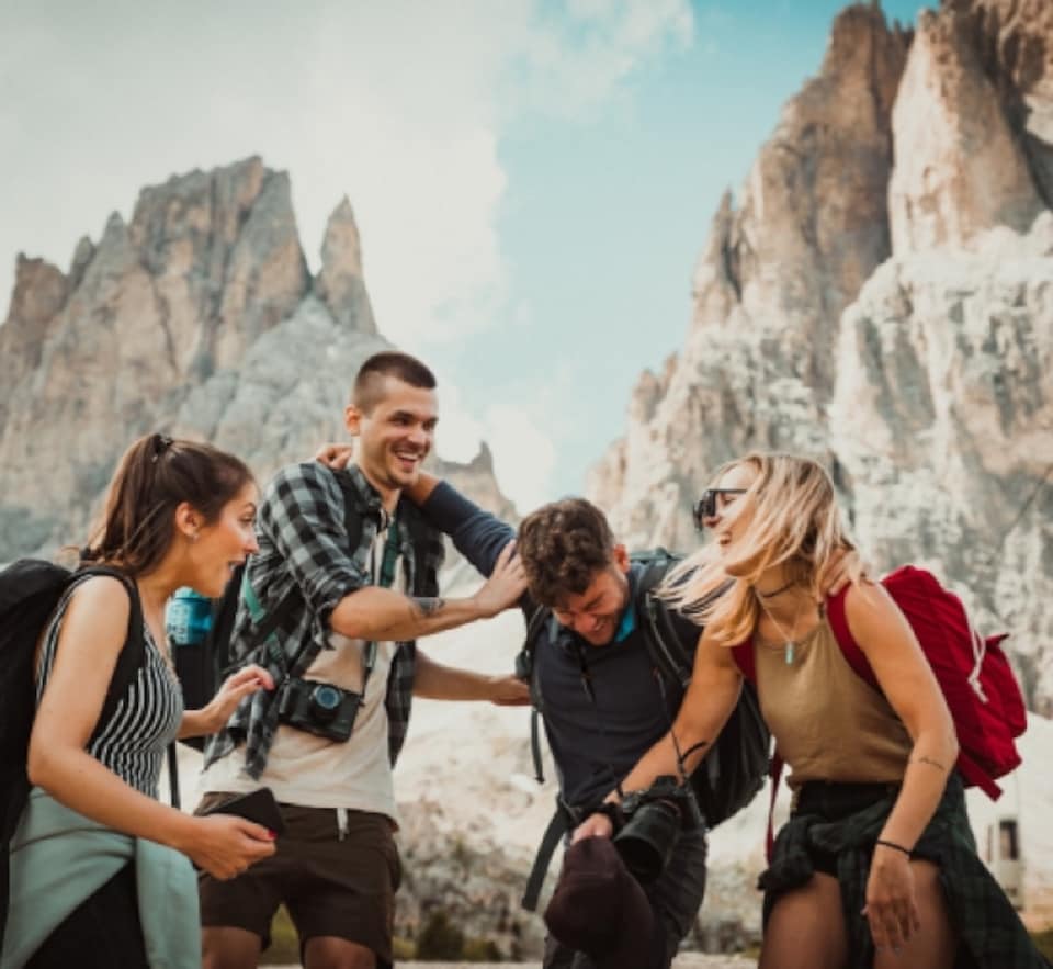 family enjoying trip